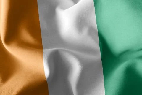 3D rendering illustration flag of Ivory Coast. Waving on the win Stock Photos