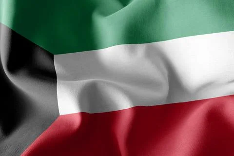 3D rendering illustration flag of Kuwait. Waving on the wind fla Foto stock