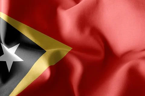 3D rendering illustration flag of Timor-Leste. Waving on the win Stock Photos