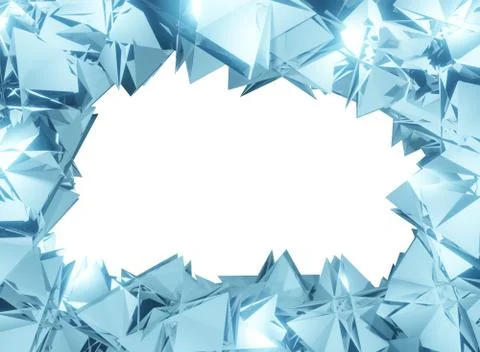 3D rendering illustration of flying particles after the explosion, broken gla Stock Illustration