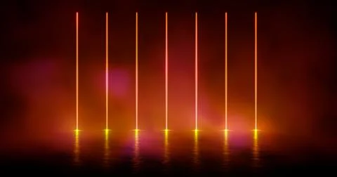 3D Rendering Illustration. Futuristic Sci-Fi Abstract Red And Purple Neon Lig Stock Illustration