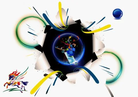 3d Rendering Illustration Of A Futuristic Technological Shapes Pursing Out Of Stock Illustration