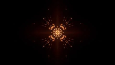 3D rendering of an illustration with geometric shapes and golden laser lights Stock Illustration