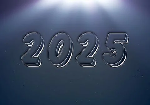 3d rendering illustration of a glassy 2025 design Stock Illustration