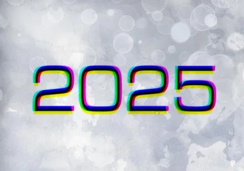 3d Rendering illustration of a glitched 2025 design Stock Illustration