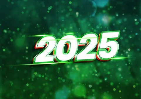 3d Rendering illustration of a glowing 2025 design Stock Illustration