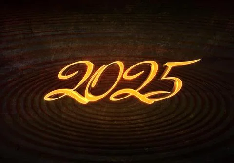 3d Rendering Illustration of a glowing fire 2025 design. Stock Illustration