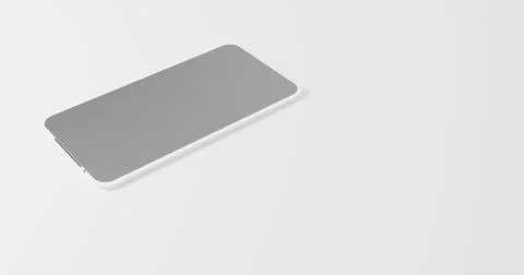 3D rendering of illustration hand holding the white smartphone with full screen Ilustración de archivo
