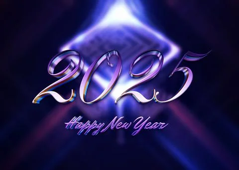 3d Rendering illustration of a happy new year glowing marble 2025 design Stock Illustration