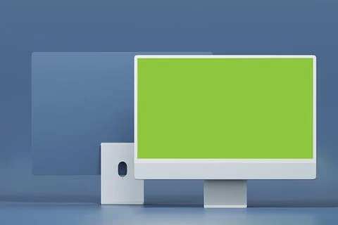 3d rendering illustration of laptop computer with screen monitor mockup. Stock Illustration
