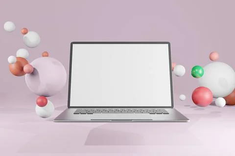3d rendering illustration of laptop computer with copy space on screen 스톡 일러스트