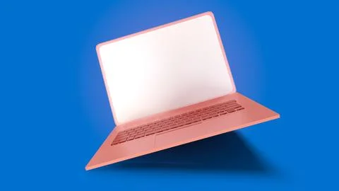3D Rendering Illustration of laptop notebook mock up with color background... Stock Illustration