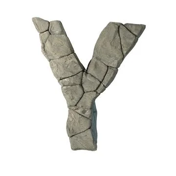 A 3D rendering illustration of the letter  formed with cracked rocks isolated Illustrazione stock