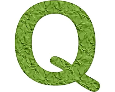A 3d rendering illustration of the letter Q made out of a green silk texture  Illustrazione stock