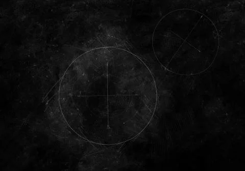 A 3d rendering illustration of mathematical circle formulas on  a grey ashy b Stock Illustration