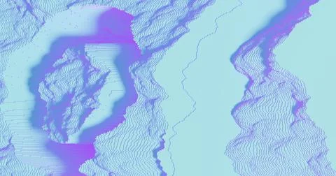 3D rendering illustration. Minimal background with gradient ultraviolet lines Illustrazione stock