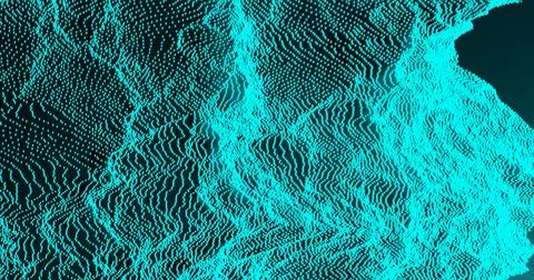 3D rendering illustration. Minimal background with gradient bright blue neon Illustrazione stock