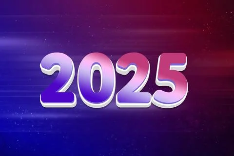 3d Rendering illustration of a multicolored 2025 design Stock Illustration