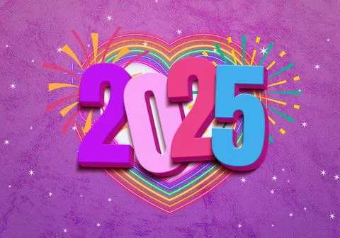 3d Rendering illustration of a multicolored 2025 design Stock Illustration