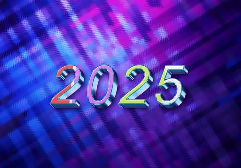 3d Rendering illustration of a multicolored 2025 metal design Stock Illustration