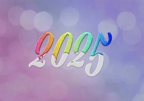 3d Rendering illustration of a multicolored 2025 design Stock Illustration