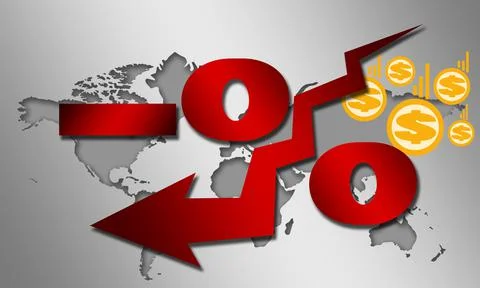 A 3D rendering illustration of negative interest rates in investment financia Stockillustratie