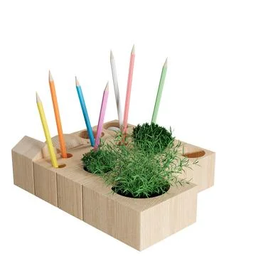 3D rendering illustration of office desk accessories isolated on a white backgro Illustrazione stock