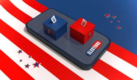 3D Rendering Illustration of online election counting concept on smartphone app Stock Illustration