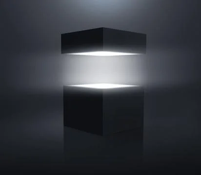 (3D rendering, illustration) Open the mysterious Pandora's box with rays Stock Illustration