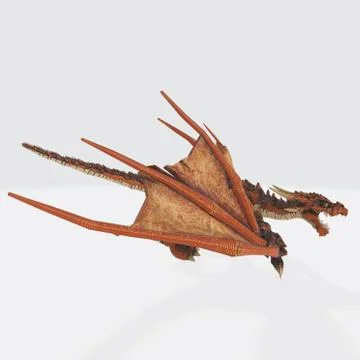 3D rendering illustration of an orange dragon isolated on a white background Stock Photos