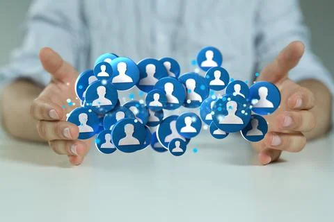 3D rendering illustration of an organization chart team concept networking Stock Photos