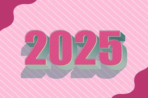 3d Rendering Illustration of a pink chalk 2025 design. Stock Illustration