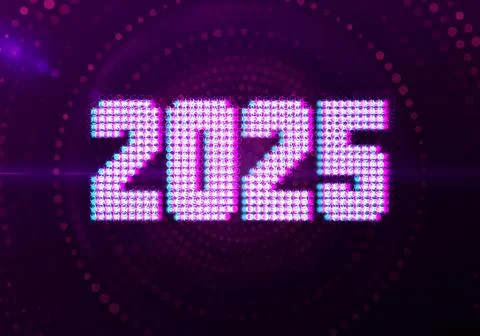 3d Rendering illustration of a pink pixel 2025 design Stock Illustration