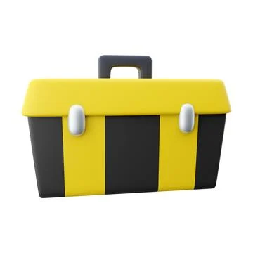 3D rendering Illustration of a plastic toolbox on a white background. 3D Stock Illustration