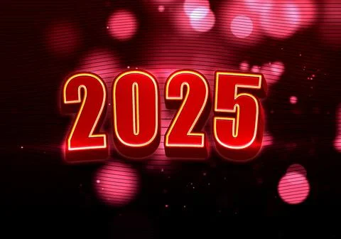 3d Rendering illustration of a red cinematic 2025 design Stock Illustration