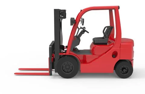 A 3d rendering illustration of a red elevator machinery  isolated on a white bac Illustrazione stock