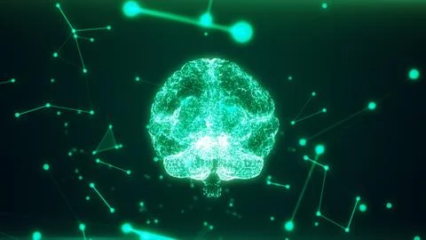 3d rendering illustration. Red the human brain on dark background. The brain  Stock Illustration