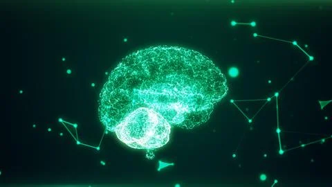 3d rendering illustration. Red the human brain on dark background. The brain  Stock Illustration
