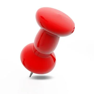 3d rendering illustration of a red pin on a white background Illustrazione stock