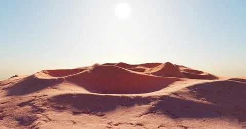 3d rendering. Illustration of sand dunes or hills against a blue sky. Desert Stock Illustration