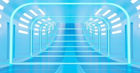 3D rendering illustration. Sci-Fi futuristic abstract gradient blue neon. A g Stock Illustration
