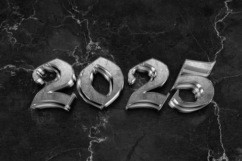 3d Rendering Illustration of a sharp metal 2025 design. Stock Illustration