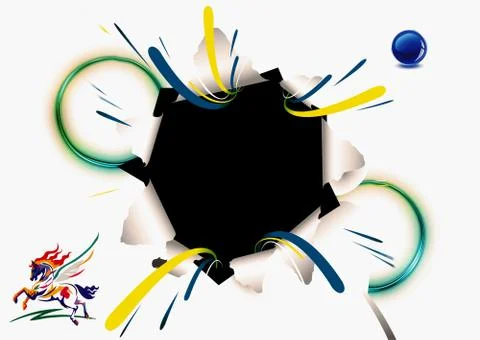 3d Rendering Illustration Of A Shattered White Paper With A Blue Ball And A D Stock Illustration