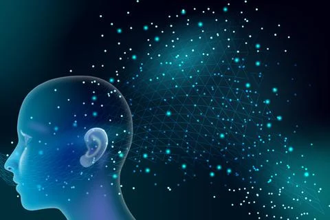 3D rendering illustration of a space polygonal - innovative polymer structure Stock Illustration