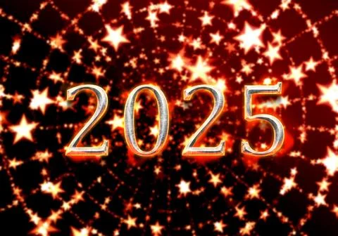 3d Rendering Illustration of a sparkling middle aged 2025 design. Stock Illustration