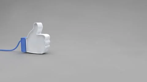 3D rendering illustration of a thumbs up like icon on a gray background Illustrazione stock