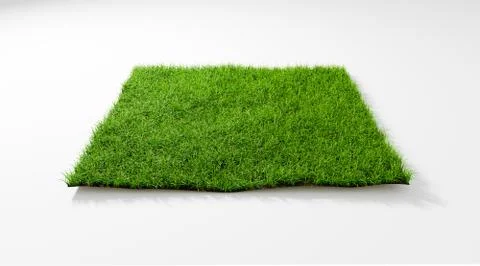 3D rendering illustration top view square green grass field isolated backgrou Stock Photos