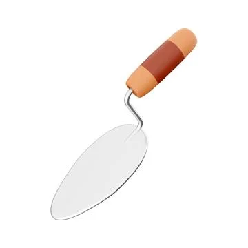 3D rendering illustration of trowel tool on white background. 3d render trowel 스톡 일러스트