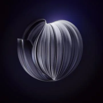 3d rendering illustration of twisted metallic sphere on a dark background Stock Illustration