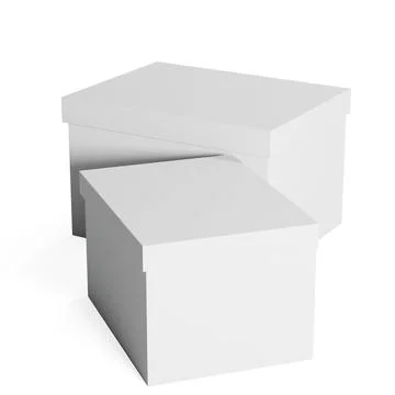 3D rendering illustration of two white boxes isolated on a white background Stock Illustration